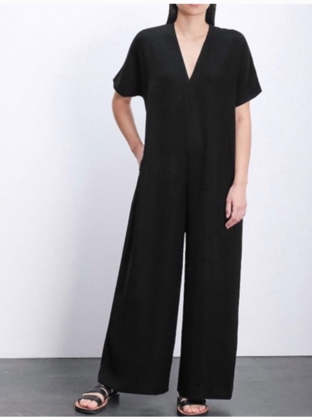 Rocha Minimalist Navy V-Neck Jumpsuit